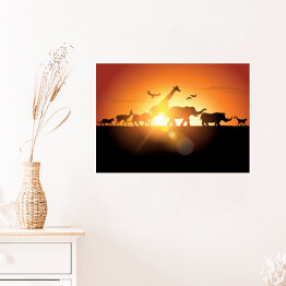 Plakat samoprzylepny Safari - zachód słońca