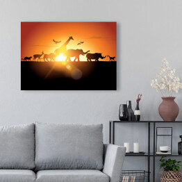Obraz na płótnie Safari - zachód słońca