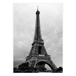 Plakat Wieża Eiffla w Paryżu. Czarno biała fotografia