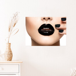 Plakat samoprzylepny Czarny manicure i czarne usta