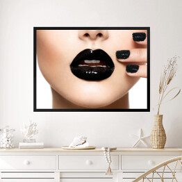 Obraz w ramie Czarny manicure i czarne usta