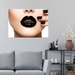Plakat samoprzylepny Czarny manicure i czarne usta
