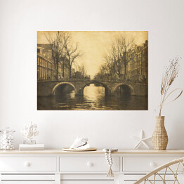 Plakat Widok na Amsterdam w stylu retro w Holandii