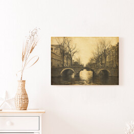Obraz na płótnie Widok na Amsterdam w stylu retro w Holandii