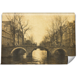 Fototapeta winylowa zmywalna Widok na Amsterdam w stylu retro w Holandii