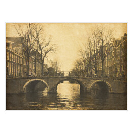 Plakat Widok na Amsterdam w stylu retro w Holandii