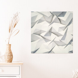 Plakat samoprzylepny Geometryczny biały deseń z efektem 3D