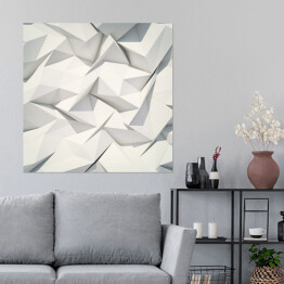 Plakat samoprzylepny Geometryczny biały deseń z efektem 3D