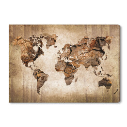 Obraz na płótnie Mapa świata imitująca rysunek na drewnie