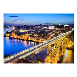 Plakat samoprzylepny Most nocą w Portugali