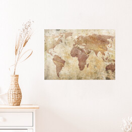 Plakat samoprzylepny Mapa świata w odcieniach beżu 