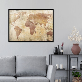 Plakat w ramie Mapa świata w odcieniach beżu 