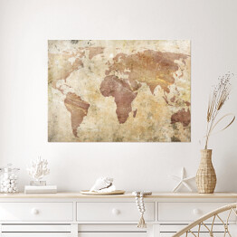 Plakat Mapa świata w odcieniach beżu 