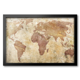 Obraz w ramie Mapa świata w odcieniach beżu 
