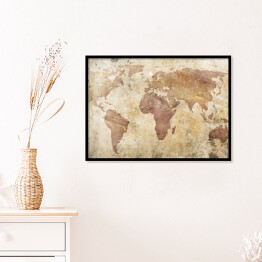 Plakat w ramie Mapa świata w odcieniach beżu 