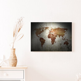 Obraz na płótnie Mapa świata w styu vintage, częściowo oświetlona