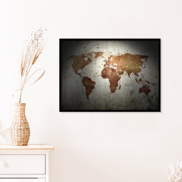 Mapa świata w styu vintage, częściowo oświetlona