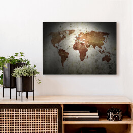 Obraz na płótnie Mapa świata w styu vintage, częściowo oświetlona