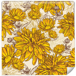 Tapeta samoprzylepna w rolce Wzór z kwitnących złocistych kwiatów