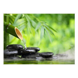 Plakat samoprzylepny Woda spływająca na kamienie do masażu