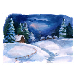 Plakat Bajeczna zimowa wioska