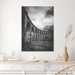 Plakat samoprzylepny Czarno biały krajobraz z wiaduktem