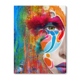 Kolorowa malowana farbami twarz kobiety