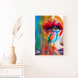 Obraz na płótnie Kolorowa malowana farbami twarz kobiety