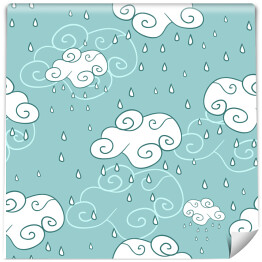 Tapeta samoprzylepna w rolce Biale bajkowe chmurki w trakcie deszczu
