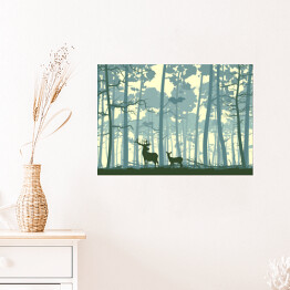 Plakat Dzikie zwierzęta w lesie - ilustracja