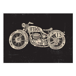 Plakat samoprzylepny Opisany motocykl w stylu vintage