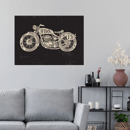 Plakat samoprzylepny Opisany motocykl w stylu vintage