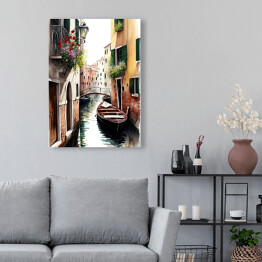 Obraz na płótnie Weneckie uliczki i kanały. Akwarelowy krajobraz 
