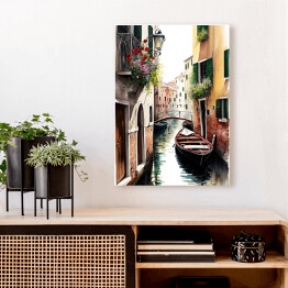Obraz na płótnie Weneckie uliczki i kanały. Akwarelowy krajobraz 