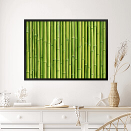 Obraz w ramie Zielony bambusowy płot