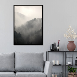Plakat w ramie Natura. Skandynawski las we mgle 