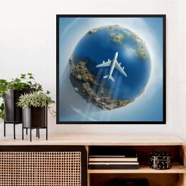 Obraz w ramie Samolot lecący nad Ziemią