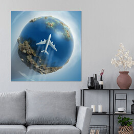 Plakat samoprzylepny Samolot lecący nad Ziemią
