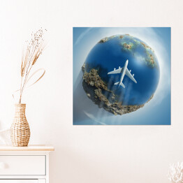 Plakat samoprzylepny Samolot lecący nad Ziemią
