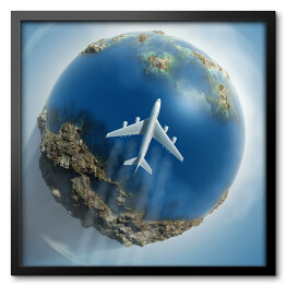 Obraz w ramie Samolot lecący nad Ziemią