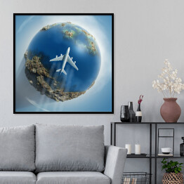Plakat w ramie Samolot lecący nad Ziemią