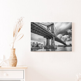 Obraz na płótnie Czarno biały Manhattan Bridge, Nowy Jork