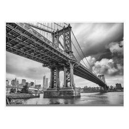 Plakat samoprzylepny Czarno biały Manhattan Bridge, Nowy Jork