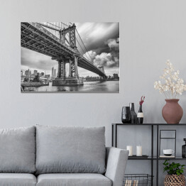 Plakat Czarno biały Manhattan Bridge, Nowy Jork