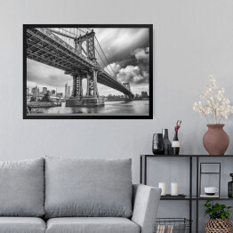 Obraz w ramie Czarno biały Manhattan Bridge, Nowy Jork