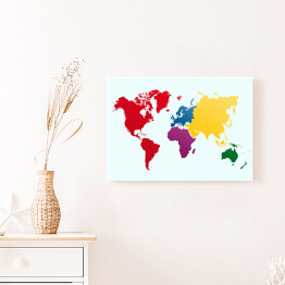 Obraz na płótnie Mapa świata w jednolitych kolorach