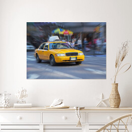 Plakat samoprzylepny Żółta taksówka w Nowym Jorku.