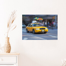 Plakat samoprzylepny Żółta taksówka w Nowym Jorku.