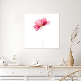 Plakat samoprzylepny Różowy pojedynczy kwiat - akwarela