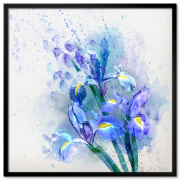Plakat w ramie Akwarela - niebieskie kwiaty